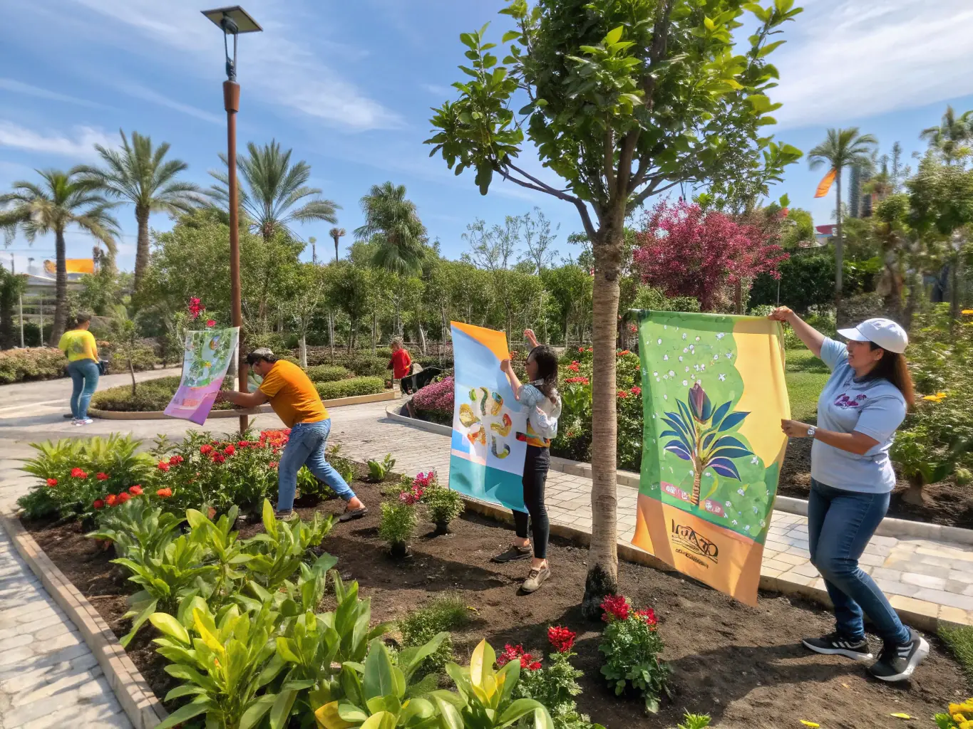 A group of volunteers planting trees in a forest, symbolizing habitat restoration.